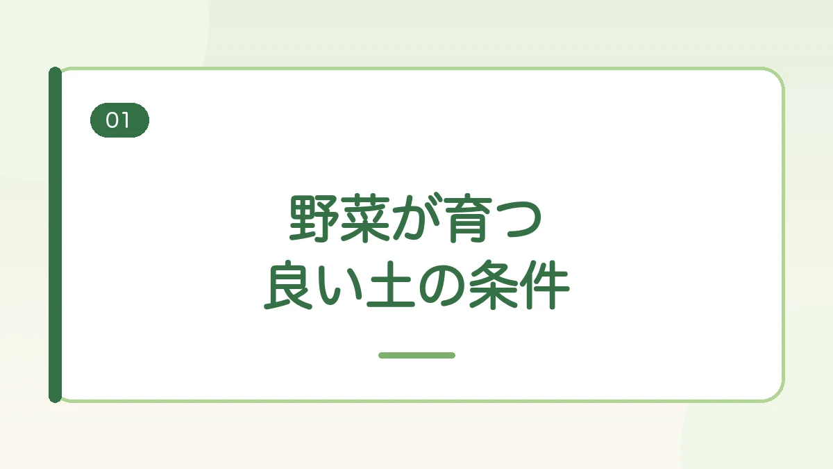 野菜が育つ良い土の5つの条件を紹介する見出しバナー画像
