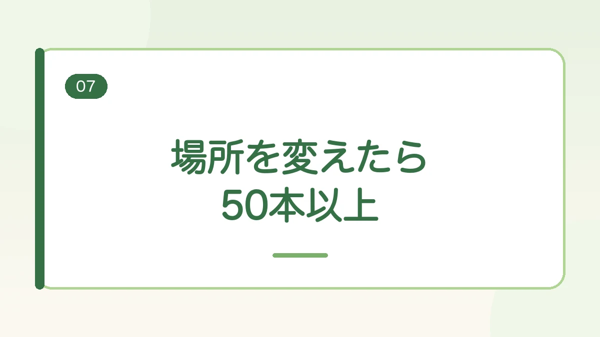 育てる場所を変えたらさつまいもが50本以上採れたことを伝えるまとめの見出しバナー画像